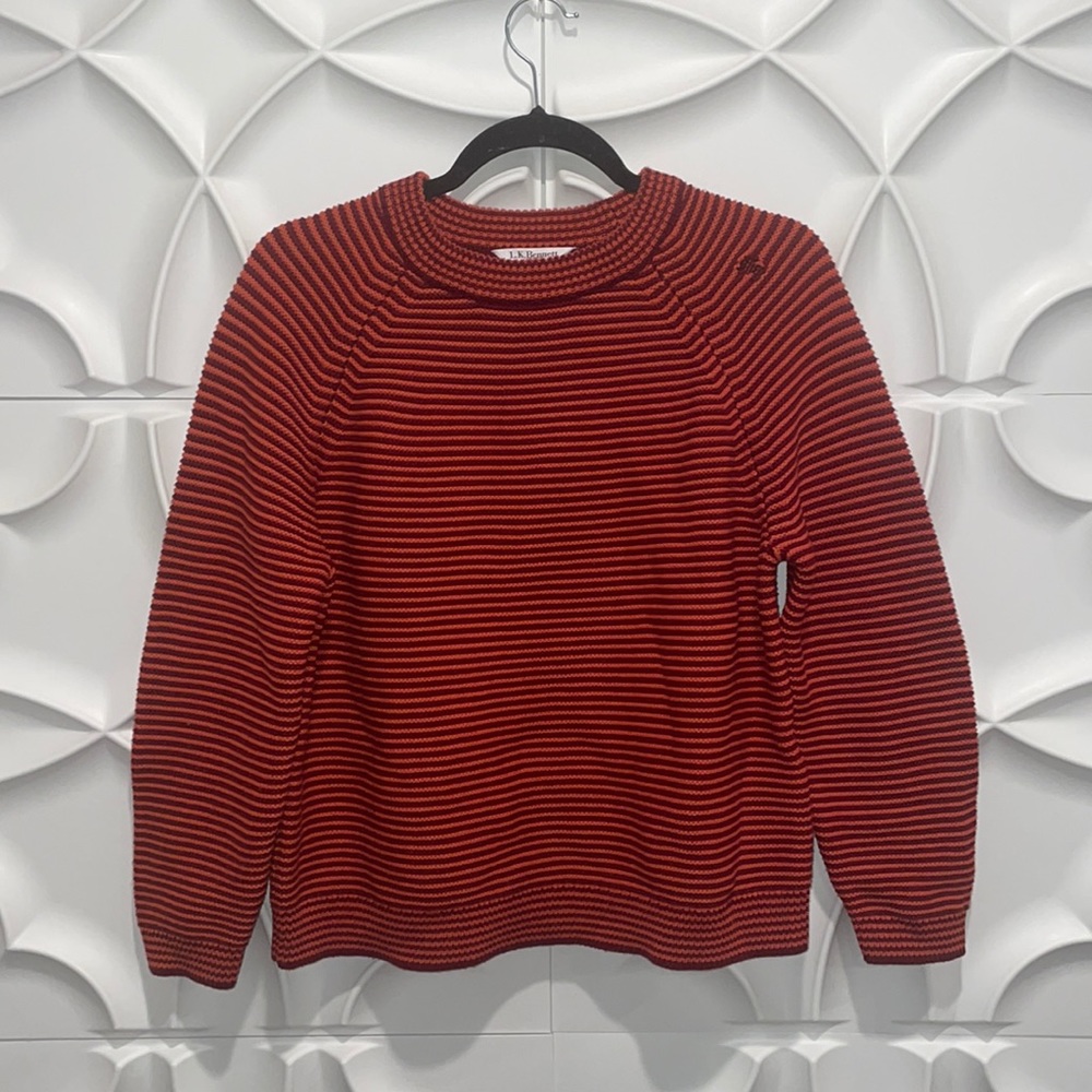 L.K. bennett Red Striped Samara Sweater Medium   DD
